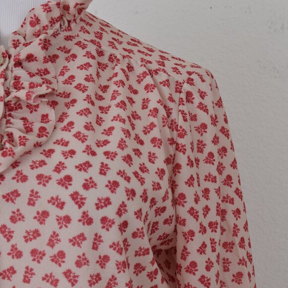 Vintage 70s Ditsy Floral Polyester Pullover Union Made Blouse by Alamode of Cali - Picture 7 of 11